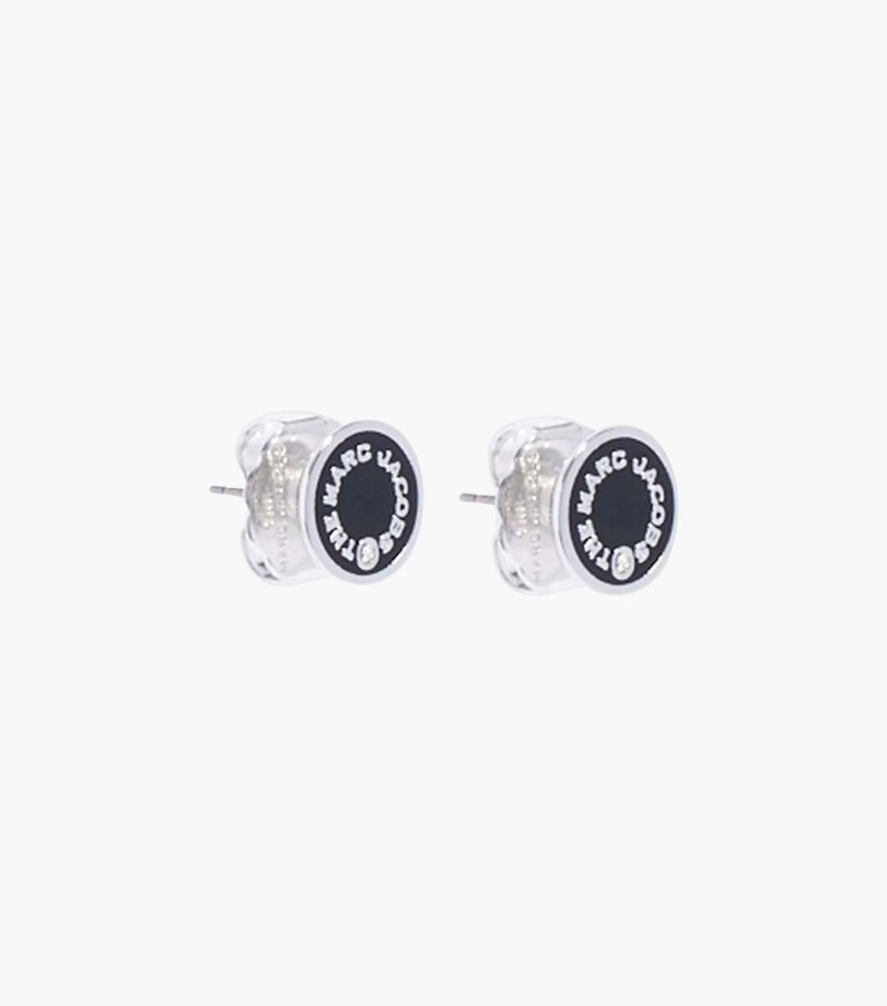 Marc Jacobs The Medallion Studs Women Studs Black / Silver USA | OT0-3351