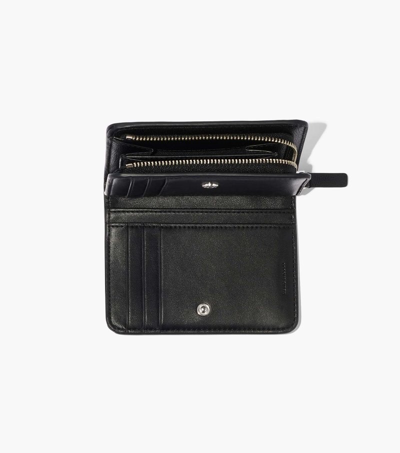 Marc Jacobs The Mini Compact Wallet Women Wallets Black / White USA | UX1-2533
