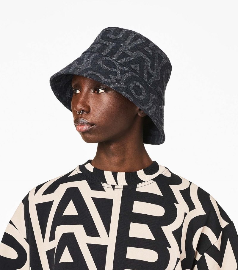 Marc Jacobs The Monogram Bucket Hat Women Hats Black USA | OP9-4352