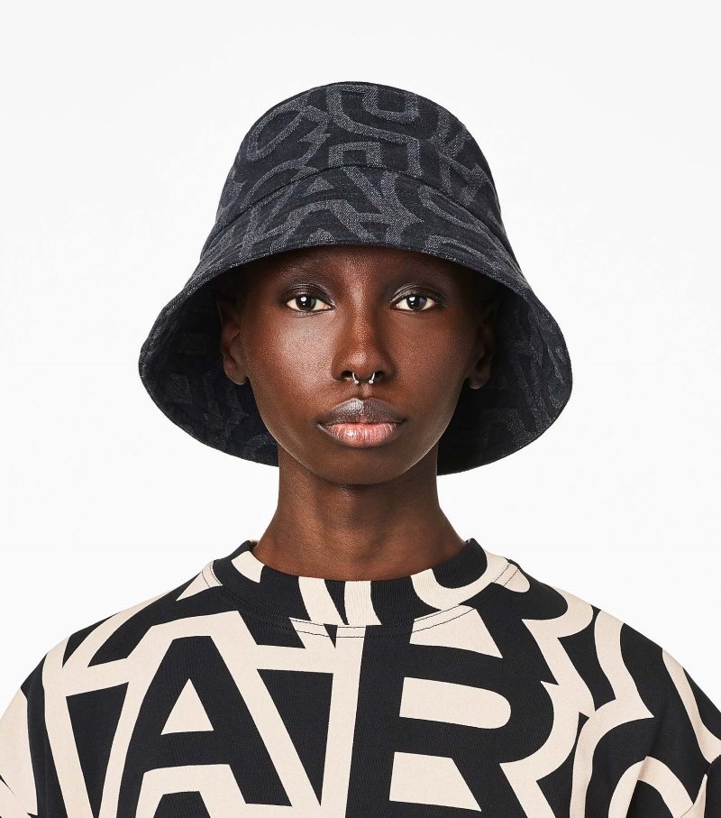 Marc Jacobs The Monogram Bucket Hat Women Hats Black USA | OP9-4352