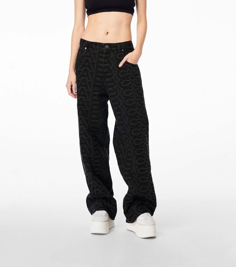 Marc Jacobs The Monogram Denim Pant Women Pants Black USA | XM8-3216