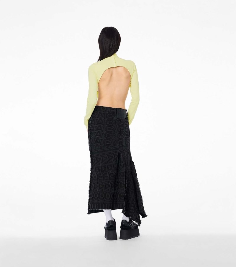Marc Jacobs The Monogram Denim Skirt Women Skirts Black USA | YP7-0174