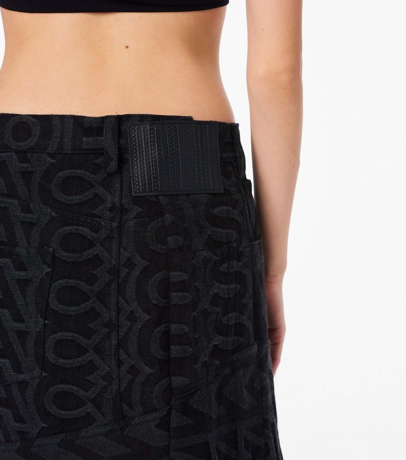 Marc Jacobs The Monogram Denim Skirt Women Skirts Black USA | YP7-0174