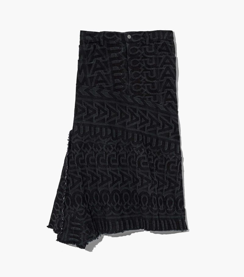 Marc Jacobs The Monogram Denim Skirt Women Skirts Black USA | YP7-0174