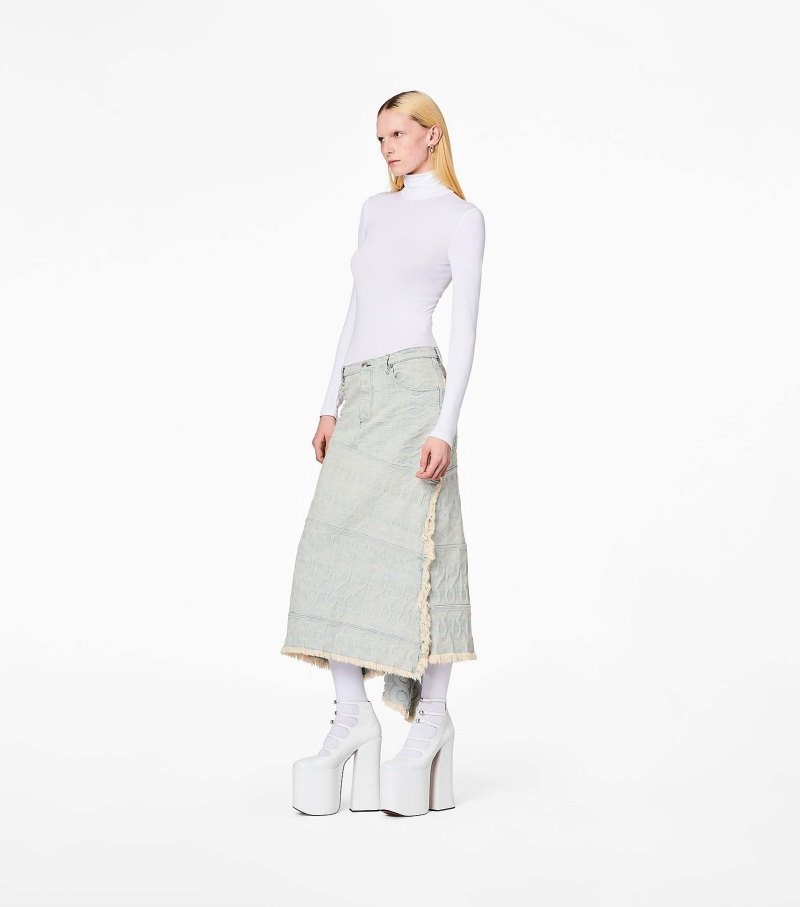 Marc Jacobs The Monogram Denim Skirt Women Skirts Blue USA | IJ4-5984