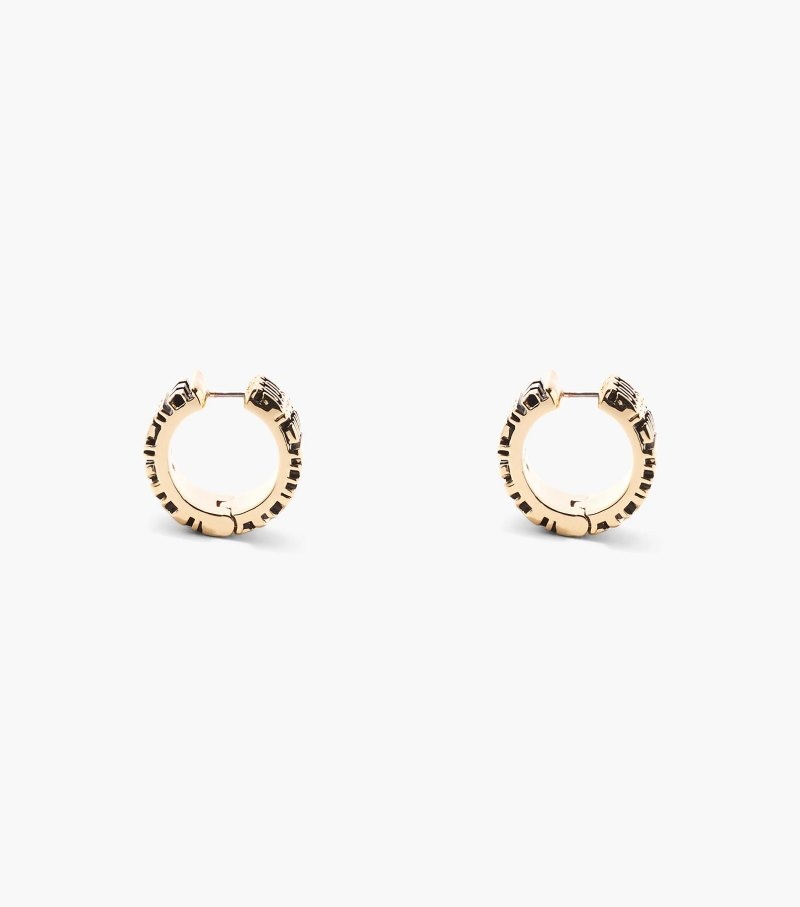 Marc Jacobs The Monogram Engraved Hoops Women Earrings Gold USA | DX9-7673