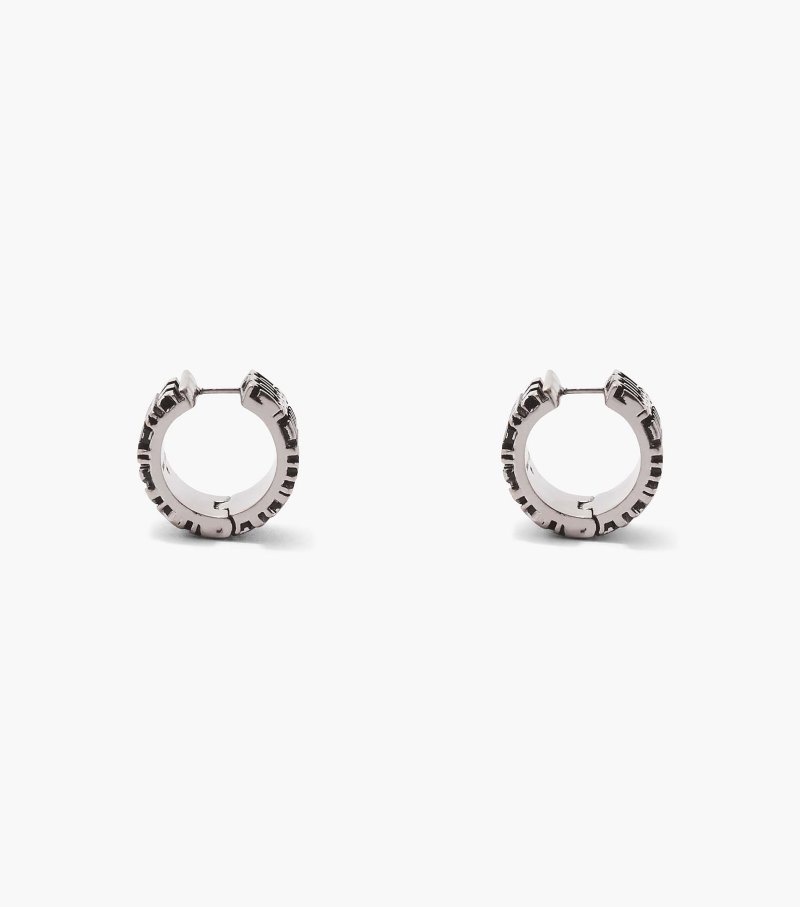 Marc Jacobs The Monogram Engraved Hoops Women Earrings Silver USA | GA8-8755