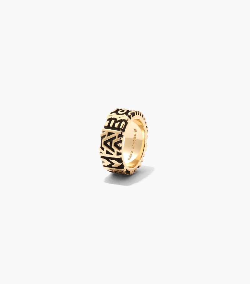 Marc Jacobs The Monogram Engraved Ring Women Ring Gold USA | YM9-0075