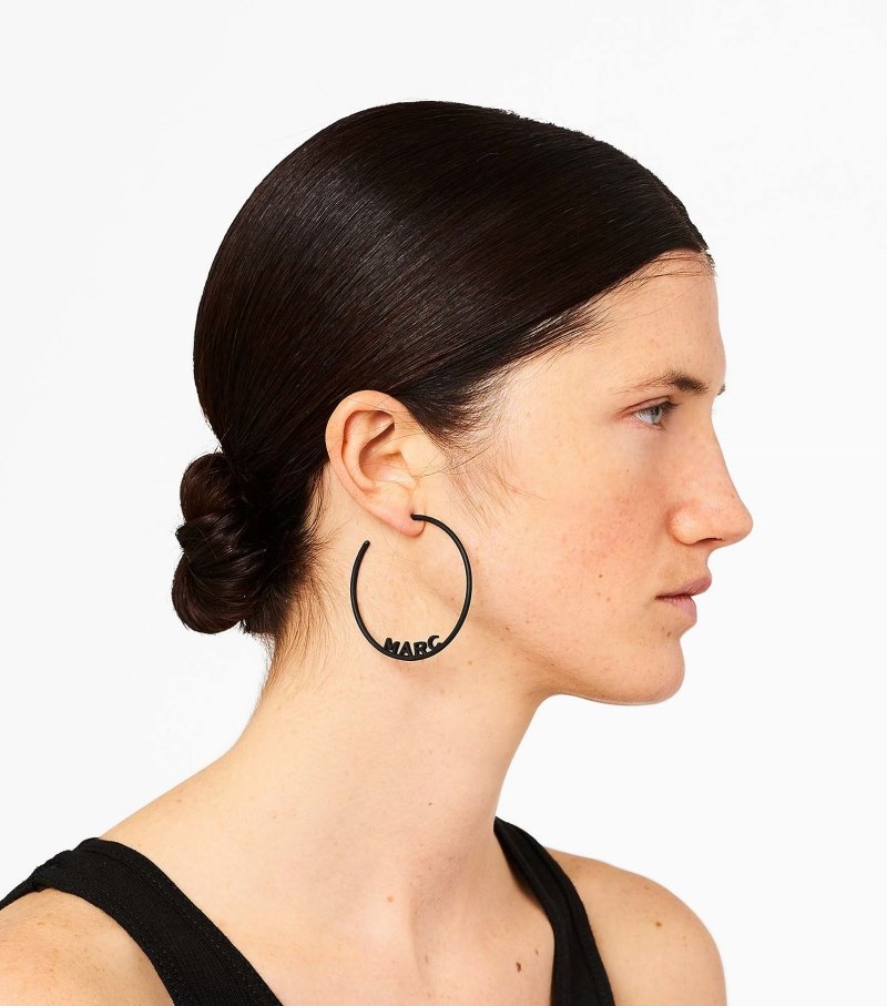 Marc Jacobs The Monogram Hoops DTM Women Earrings Black USA | VR4-4583