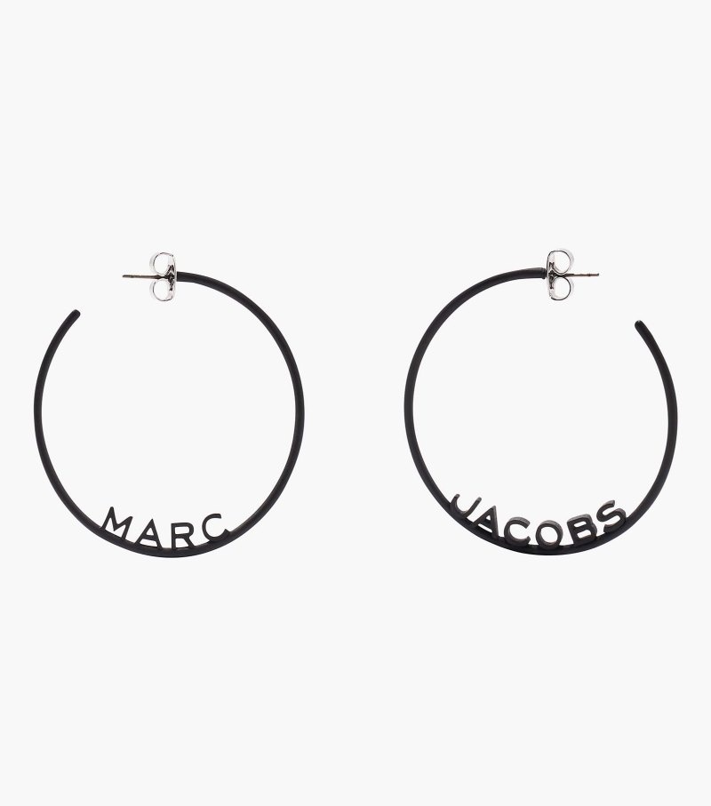 Marc Jacobs The Monogram Hoops DTM Women Earrings Black USA | VR4-4583