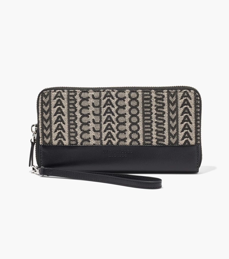 Marc Jacobs The Monogram Jacquard Continental Wristlet Wallet Women Wallets Beige Multicolor USA | BQ6-3000