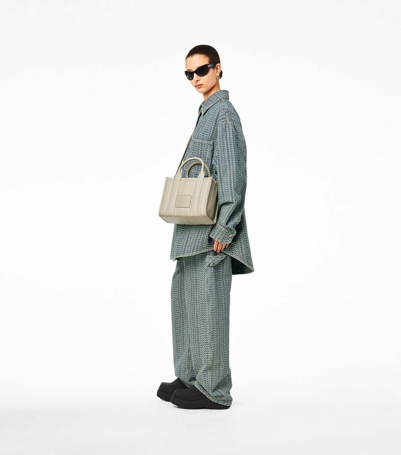 Marc Jacobs The Monogram Leather Mini Tote Women Tote Bags Khaki USA | OY1-5899