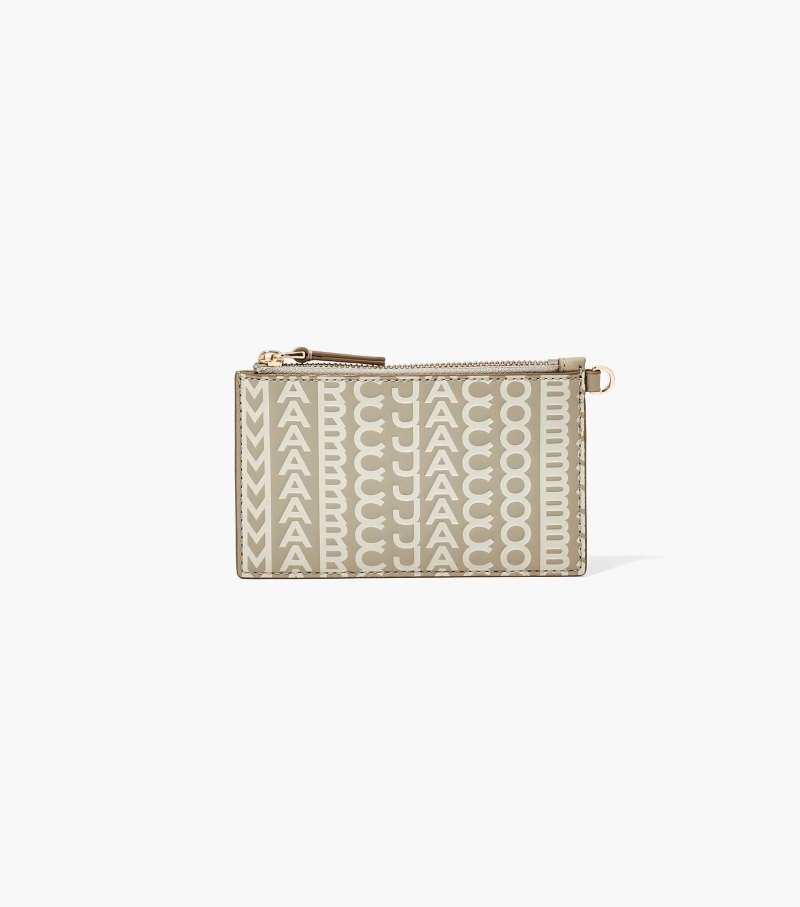 Marc Jacobs The Monogram Leather Top Zip Wristlet Women Wristlet Khaki USA | ON8-9331