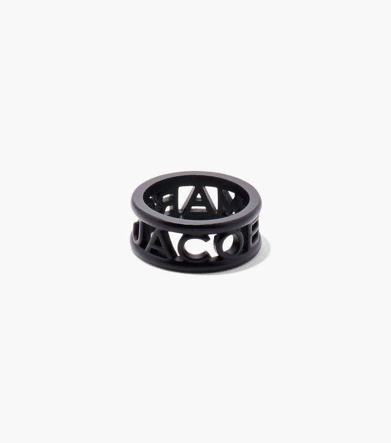 Marc Jacobs The Monogram Logo Ring DTM Women Ring Black USA | KG6-2998