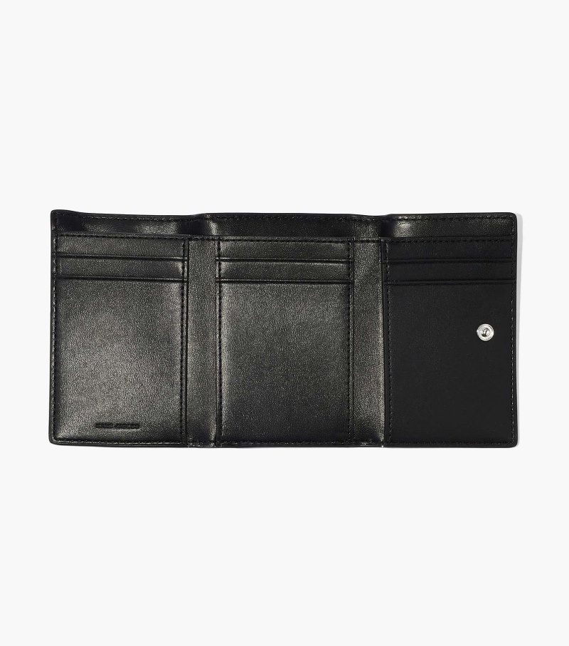 Marc Jacobs The Monogram Medium Trifold Wallet Women Wallets Black / White USA | GE4-8597
