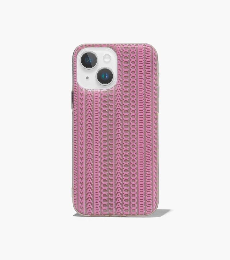Marc Jacobs The Monogram iPhone Case 14 Women Tech Grey Brown / Pink USA | CK2-9985