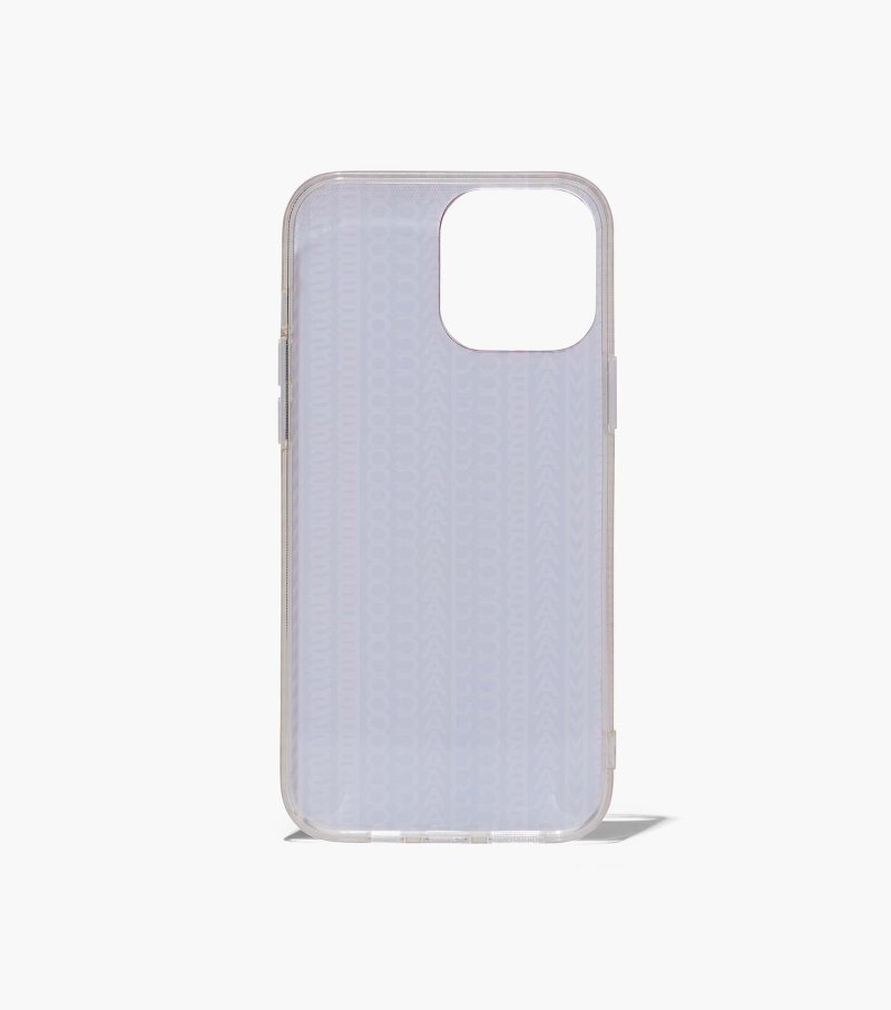 Marc Jacobs The Monogram iPhone Case 14 Pro Women Tech Grey Brown / Pink USA | IB6-3747