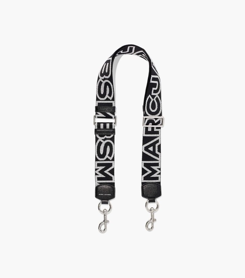 Marc Jacobs The Outline Logo Webbing Strap Women Bag Accessories Black / Silver USA | BU8-3765