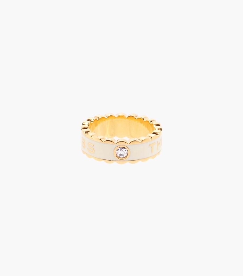 Marc Jacobs The Scallop Medallion Ring Women Ring Cream / Gold USA | UI9-5021