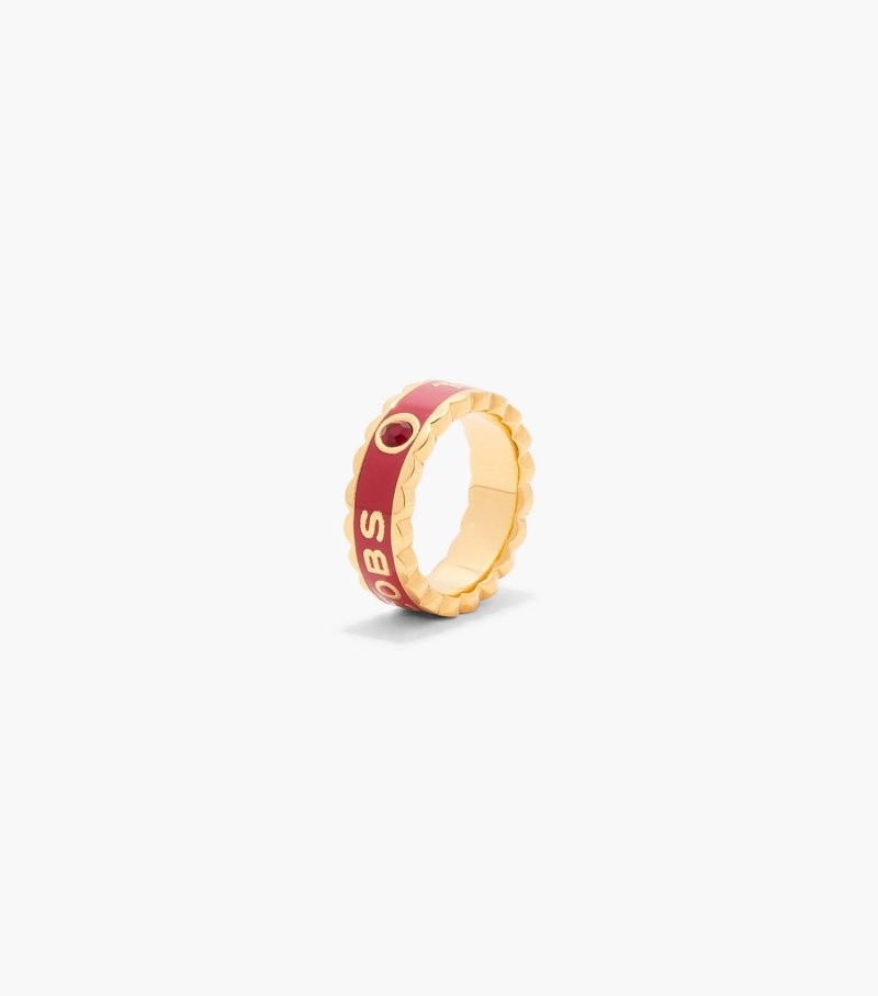 Marc Jacobs The Scallop Medallion Ring Women Ring Red / Gold USA | IJ0-2579