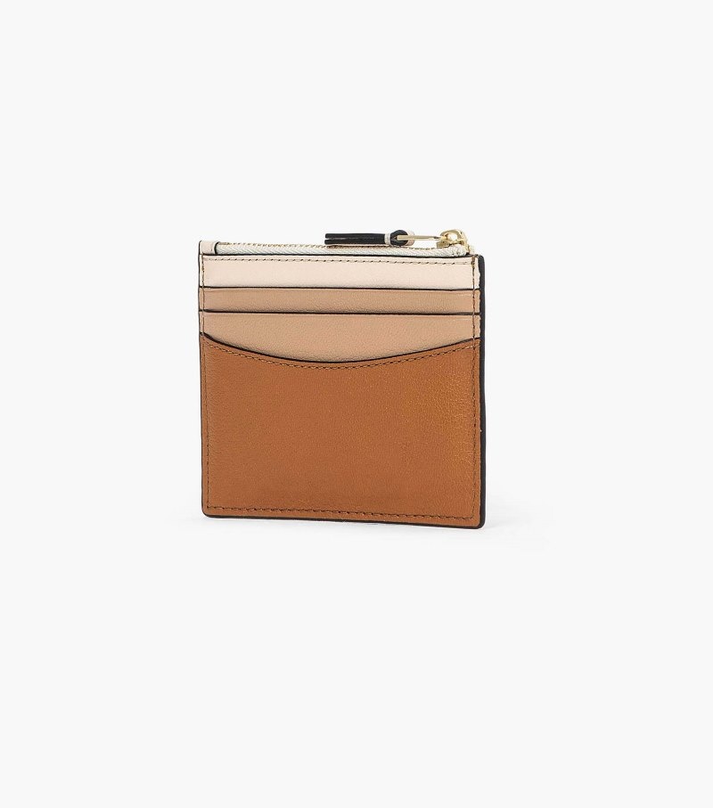 Marc Jacobs The Slim 84 Colorblock Zip Card Case Women Card Case Brown Multicolor USA | SY4-4946