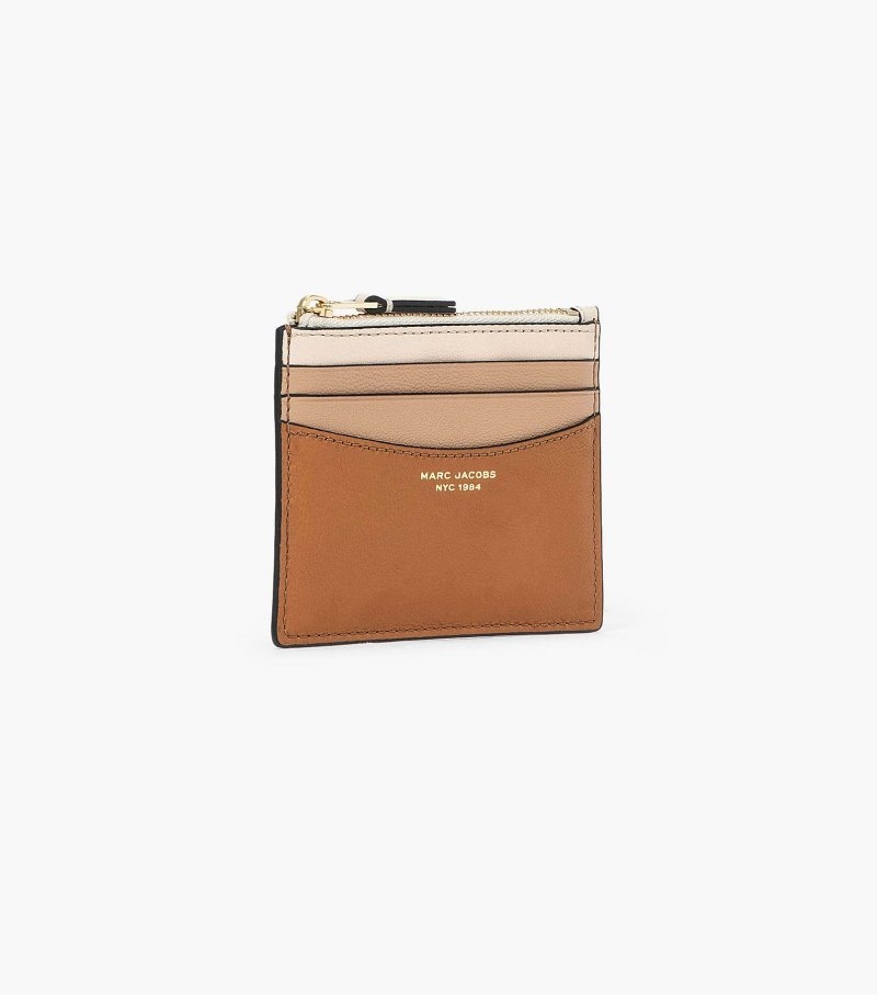 Marc Jacobs The Slim 84 Colorblock Zip Card Case Women Card Case Brown Multicolor USA | SY4-4946