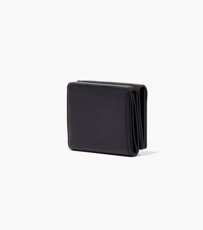 Marc Jacobs The Slim 84 Medium Trifold Wallet Women Wallets Black USA | ND4-0050