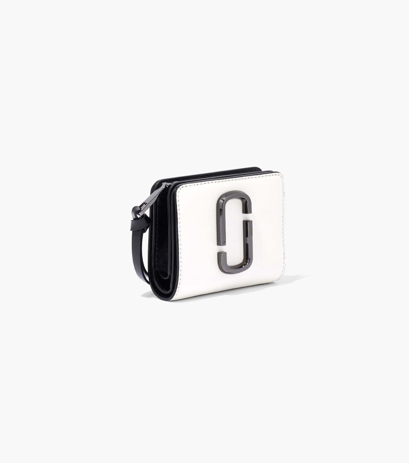 Marc Jacobs The Snapshot Mini Compact Wallet Women Wallets Black / White USA | BI9-5025