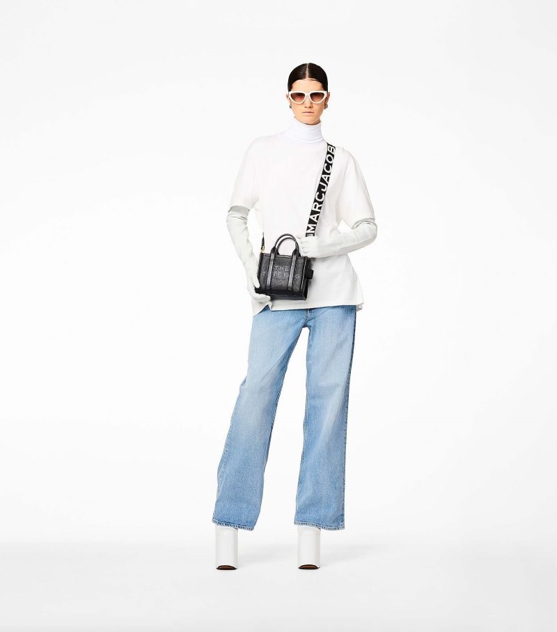 Marc Jacobs The Thin Logo Webbing Strap Women Bag Accessories Black / White USA | ML3-3635