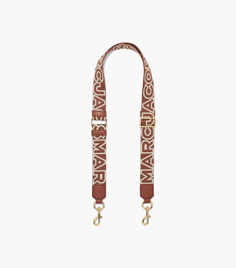 Marc Jacobs The Thin Outline Logo Webbing Strap Women Bag Accessories Chocolate Multicolor USA | HF5-6752
