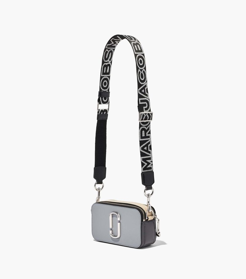Marc Jacobs The Thin Outline Logo Webbing Strap Women Bag Accessories Black / Silver USA | JV2-9696