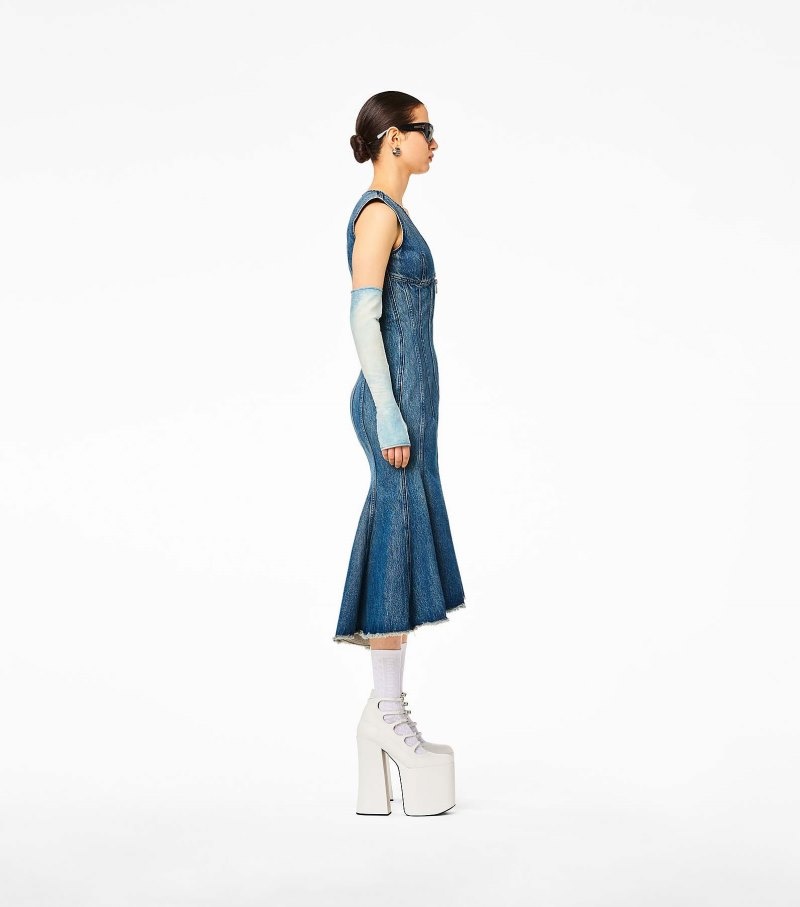 Marc Jacobs The Wave Denim Dress Women Dresses Blue USA | VQ5-1420