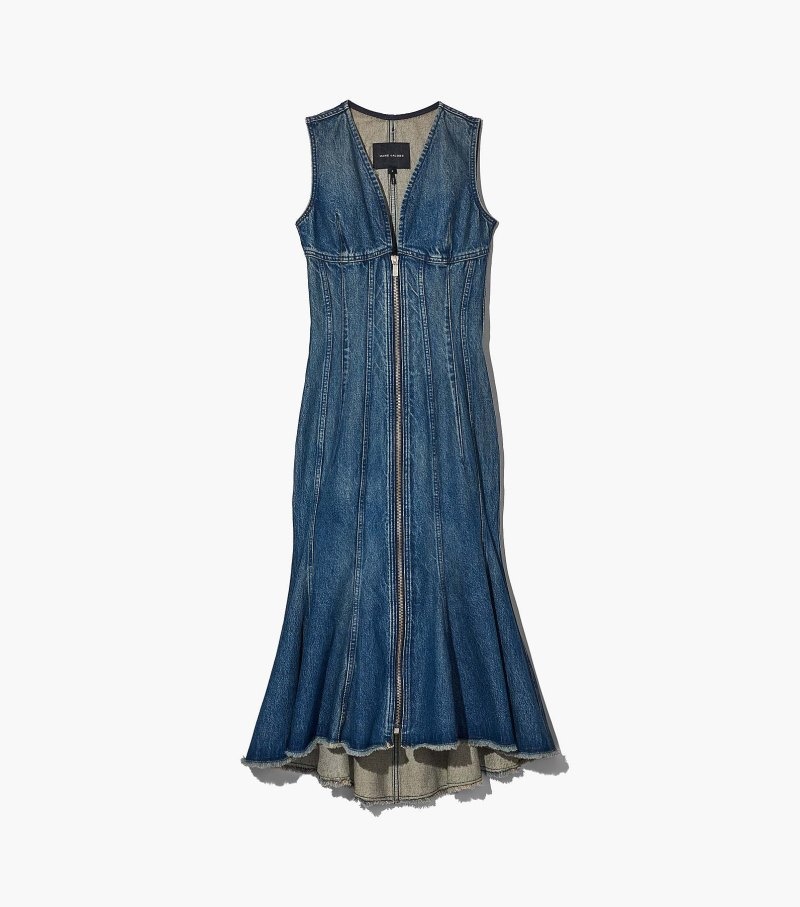 Marc Jacobs The Wave Denim Dress Women Dresses Blue USA | VQ5-1420