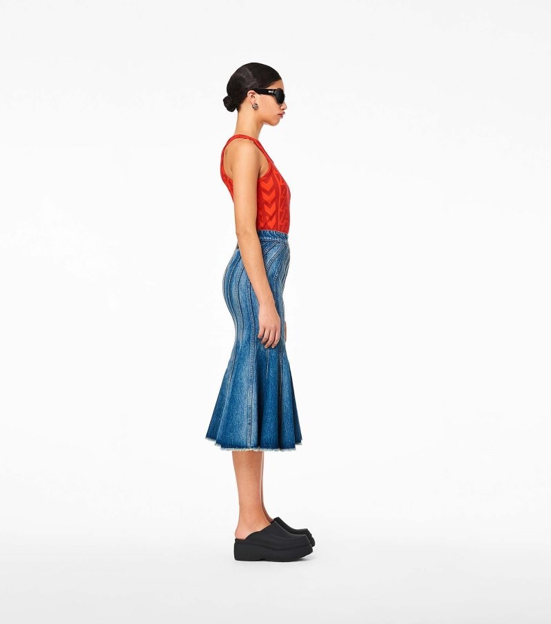 Marc Jacobs The Wave Denim Skirt Women Skirts Blue USA | FX9-8354