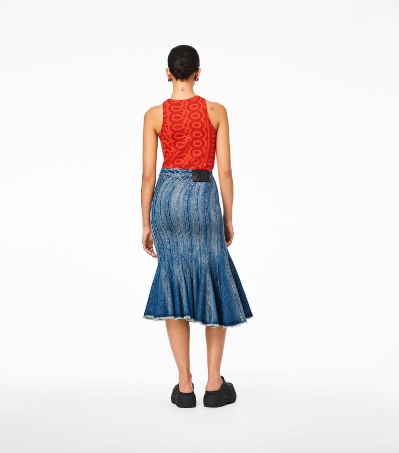 Marc Jacobs The Wave Denim Skirt Women Skirts Blue USA | FX9-8354